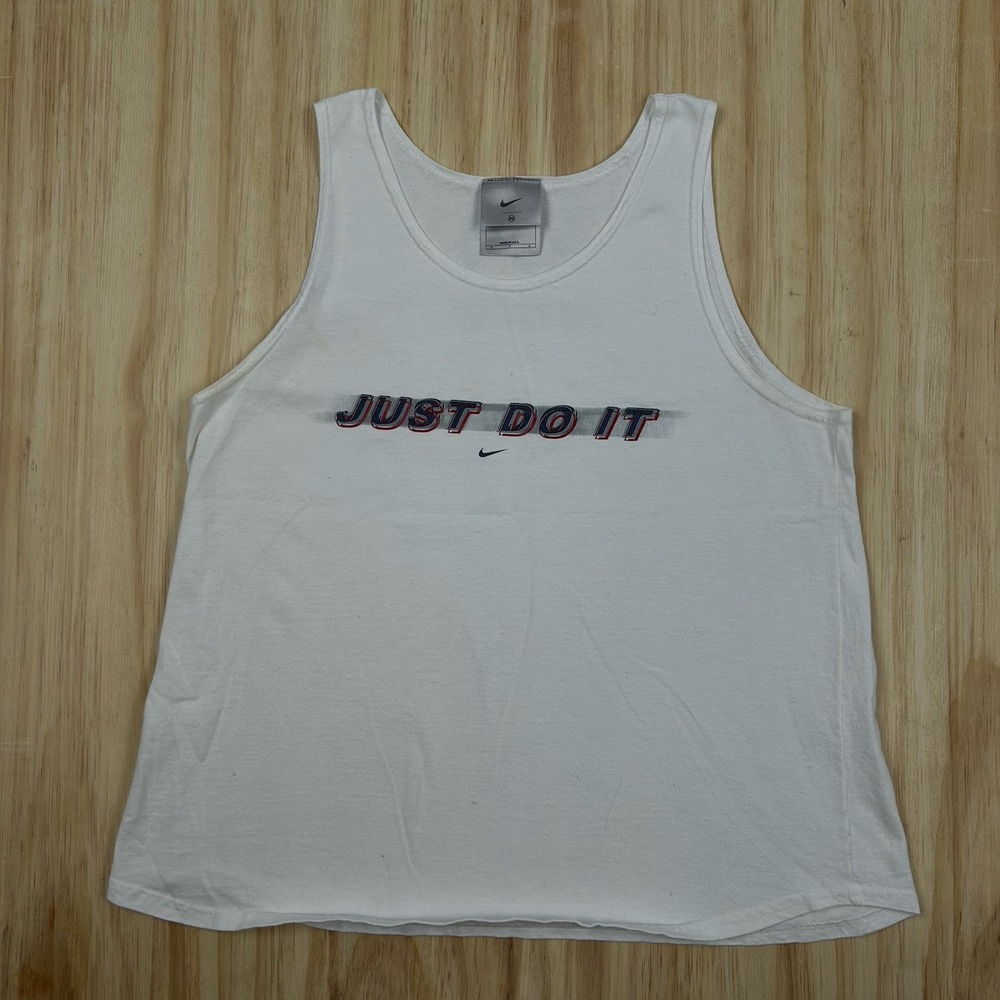 Vintage 90s Nike Silver Tag Tank Top Center Swoosh Spellout Womens Medium USA